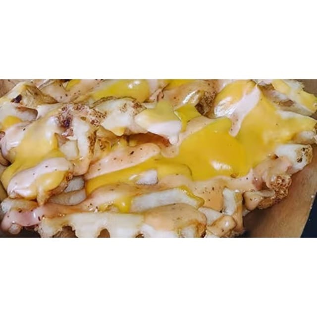 Loaded Waffle Fries with Bacon, Chicken, or Ground Beef.